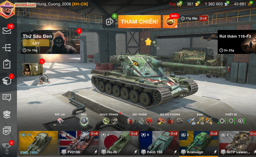 Acc có tank cấp 10 nhiều thể loại