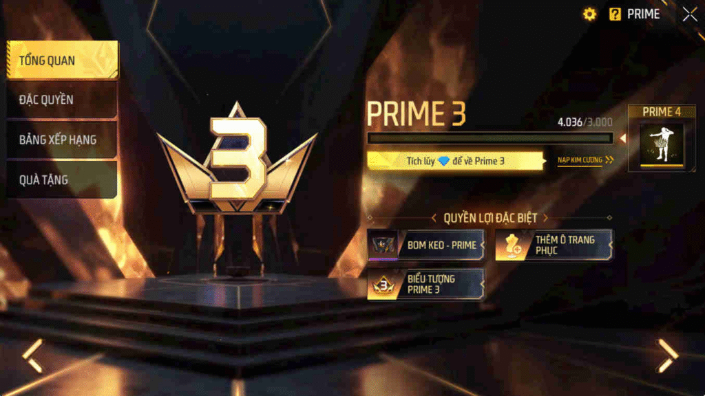 Bán acc FREE FIRE Level 59 Prime 3