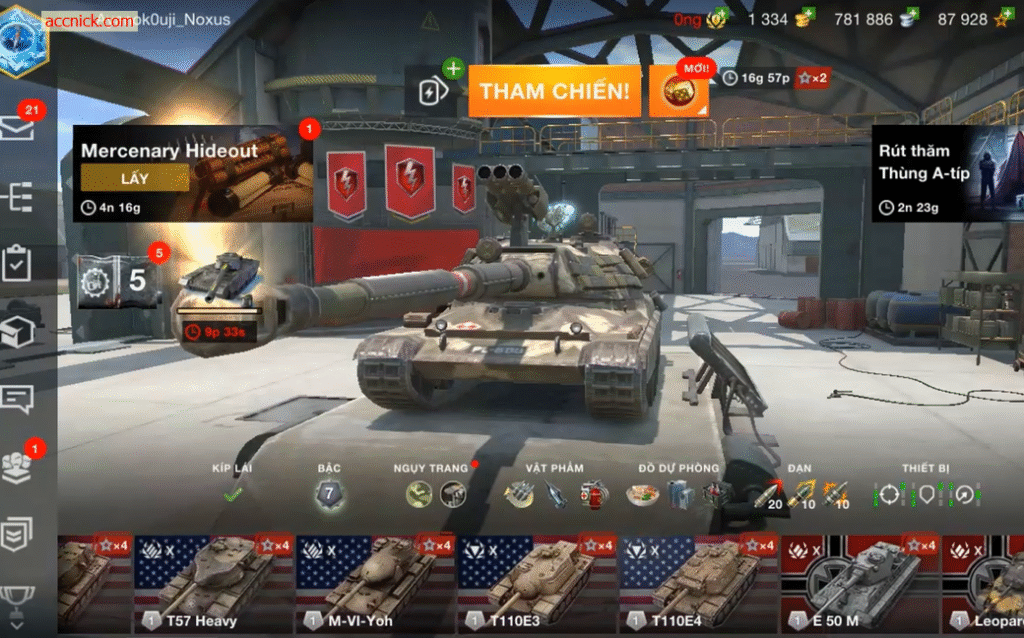 Acc có 42 Tank Cấp 10 tại gara