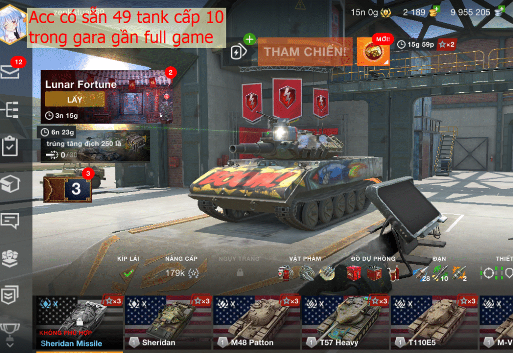 Acc wot blitz có 49 tank cấp 10 gần như full game