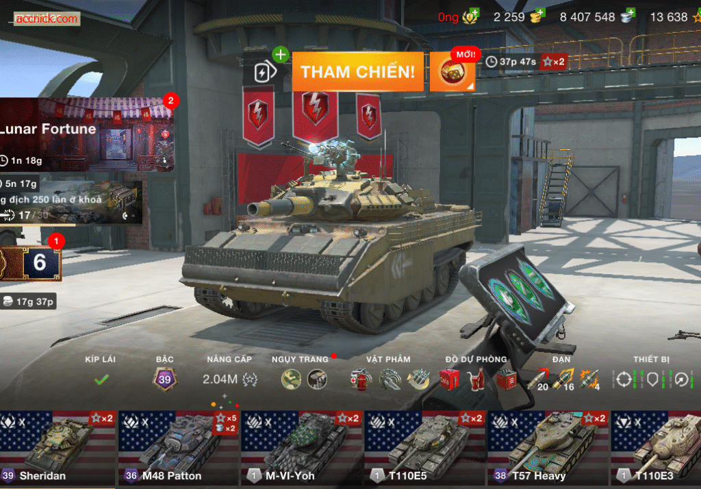 Acc có sẵn Tổng 176 tank từ cấp 5–10