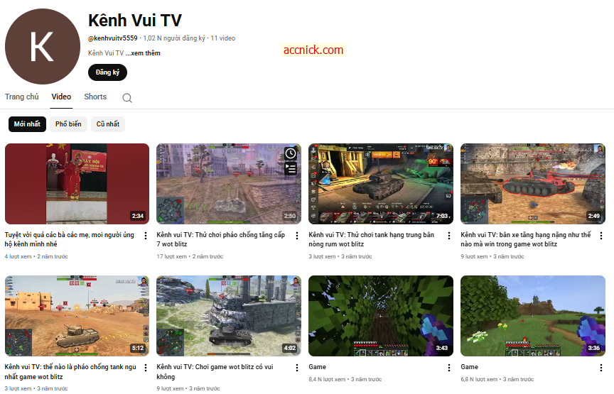 Bán Kênh YouTube 1000 Sub