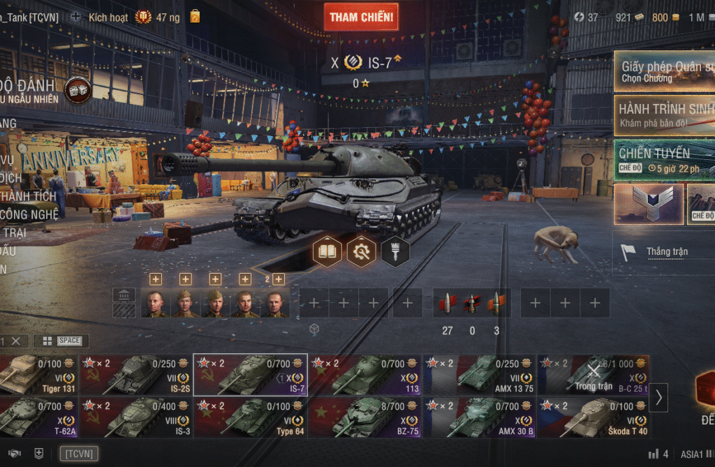 Acc World of Tanks PC (WoT VN) với 6 tank cấp X: T-62A, IS-7...