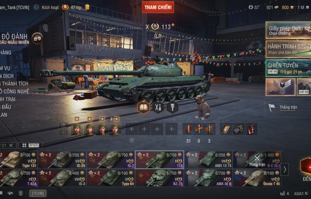 Acc World of Tanks PC (WoT VN) với 6 tank cấp X: T-62A, IS-7...