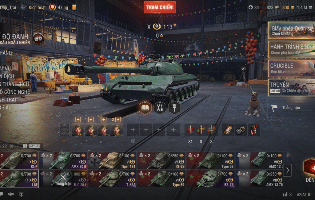 Acc WoT PC mạnh cho AE WoT Việt Nam với 6 tank cấp 10