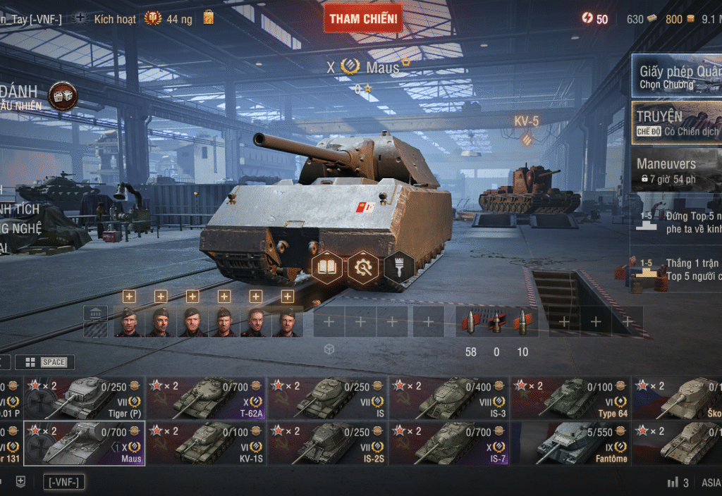 Acc wot 4 tank cấp X gồm IS-7, T-62A, Maus, 60TP