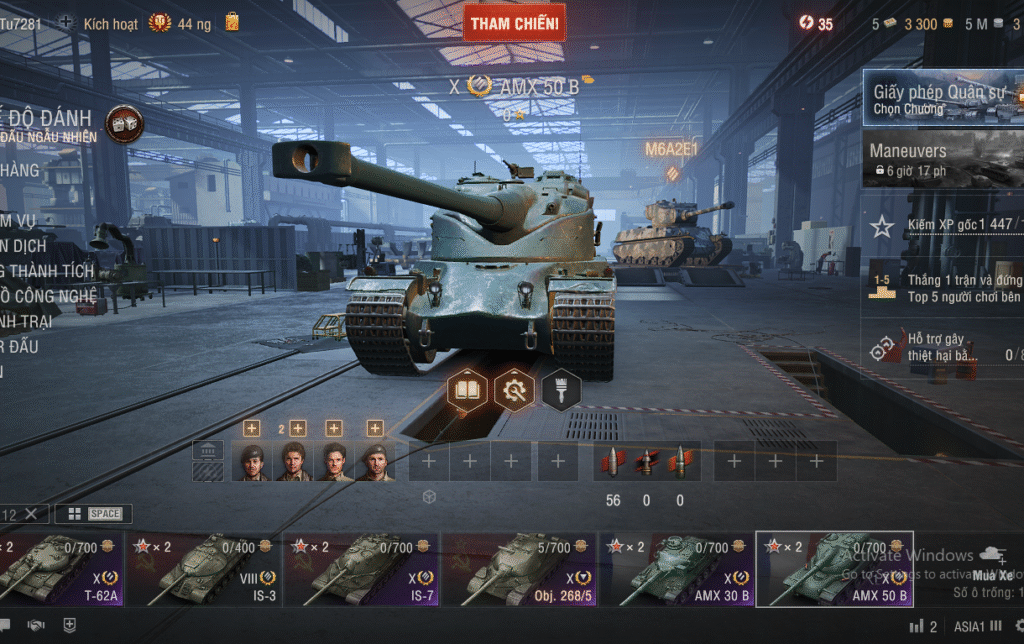 Acc World of Tanks PC gồm 5 tank X IS-7, T-62A, AMX 50B