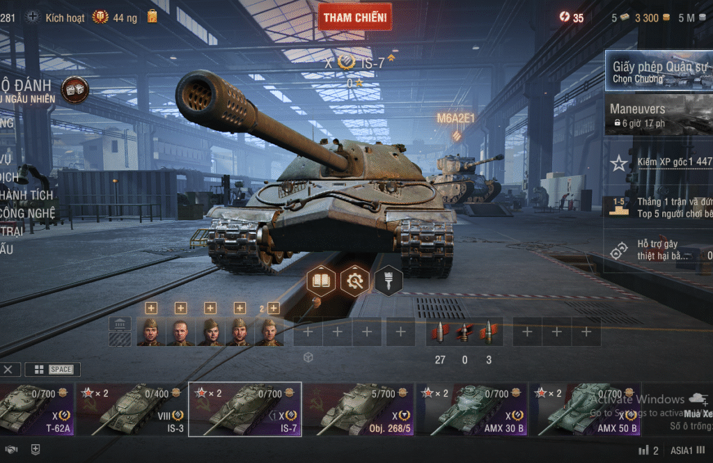 Acc World of Tanks PC gồm 5 tank X IS-7, T-62A, AMX 50B
