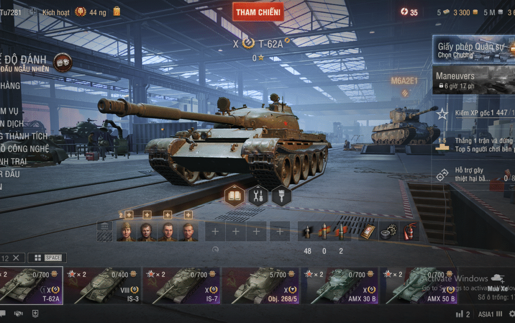 Acc World of Tanks PC gồm 5 tank X IS-7, T-62A, AMX 50B