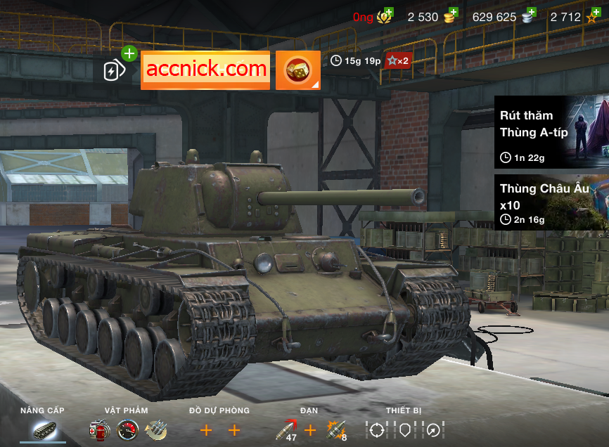 BÁN ACC World of Tanks Blitz – KV-1 + 2530 VÀNG, Acc ngon cho anh em chơi mobile: có sẵn