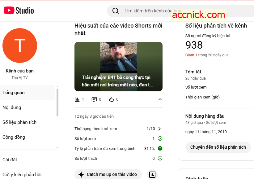 Bán kênh YouTube gần 1.000 sub sạch sẽ, giá rẻ, uy tín Kênh có người đăng ký thật, hoạt động