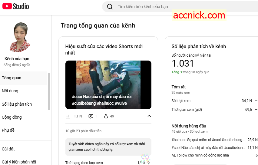 Bán kênh YouTube hơn 1.000 sub sạch, giá rẻ và uy tín! Kênh YouTube với hơn 1.000 người đăng ký