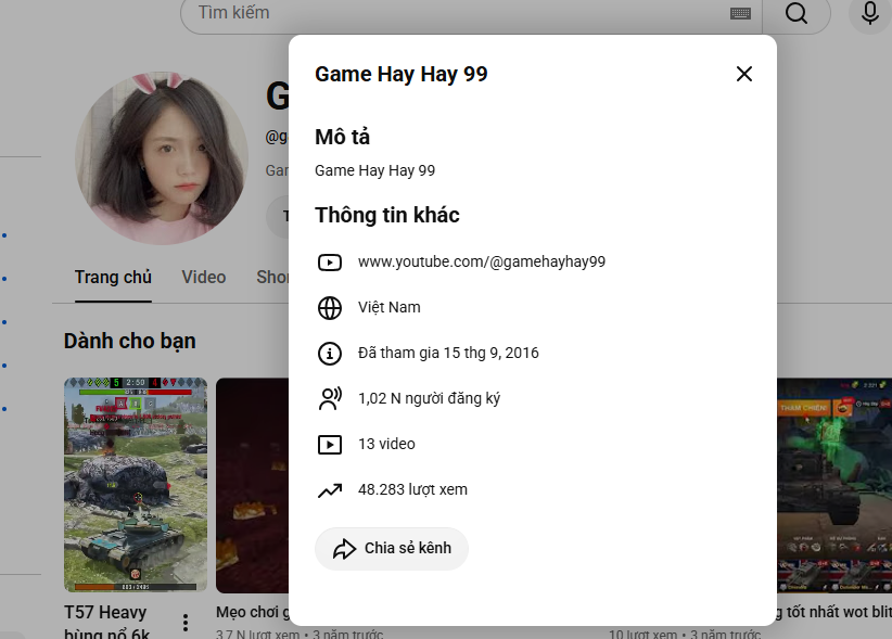 Bán kênh youtube 1020 sub kênh sạch view tự nhiên kênh cổ 2016