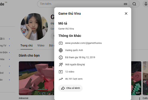 Bán kênh youtube gần 1k sub kênh sạch 2019 tiềm năng