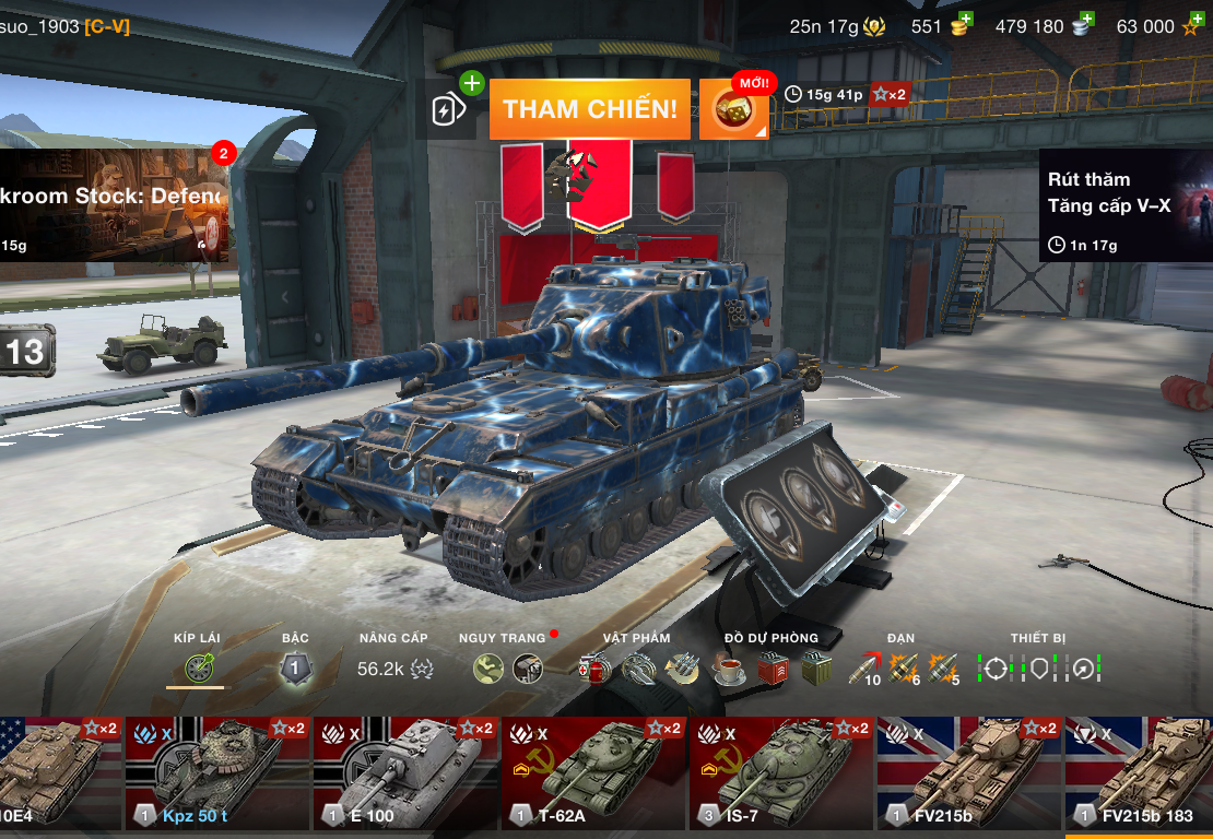 acc WOT Blitz 14 xe Tier X với 10 tank X có sẵn trong gara 114 SP2, Kranvagn 60TP