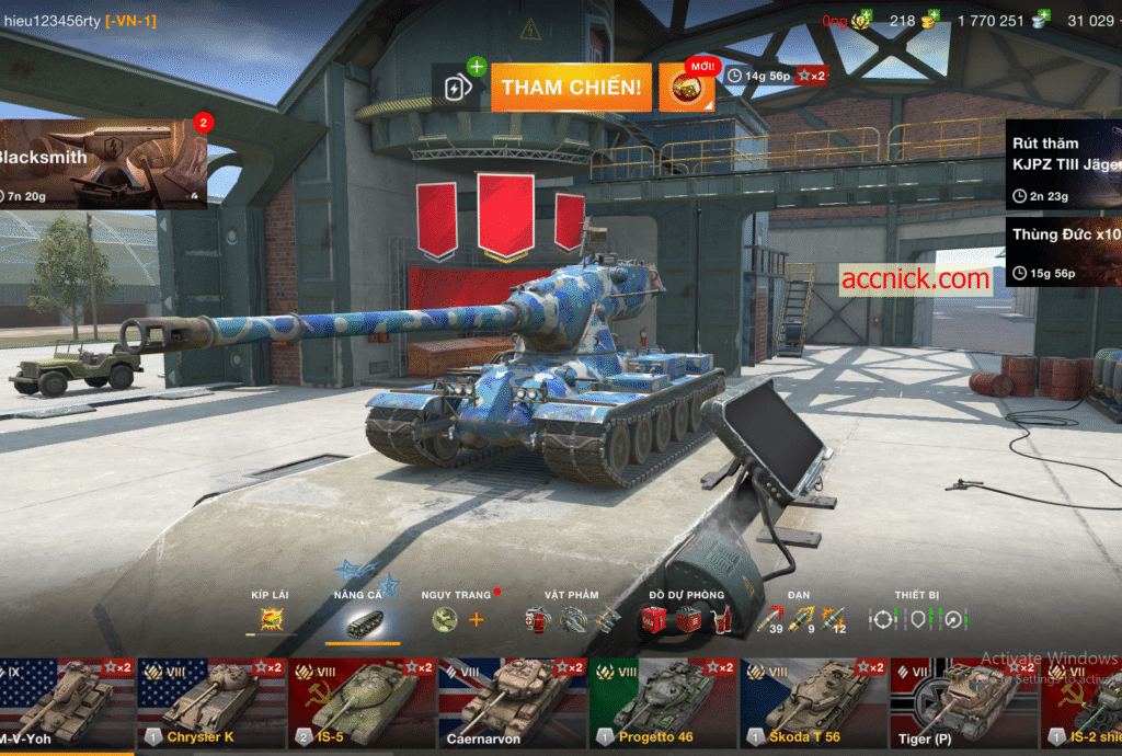 acc WOTB giá rẻ 11 tank cấp 10 hơn 1.77 triệu Bạc acc World of Tanks Blitz