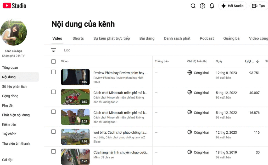 Bán Kênh Youtube gân 1k Sub - Kênh Cổ 2018 - View Thật kênh youtube sạch - Gần Đủ BKT