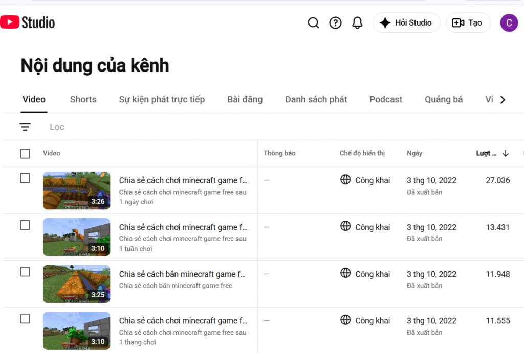 Bán kênh youtube cổ 2018 sub thật view tự nhiên, kênh sạch